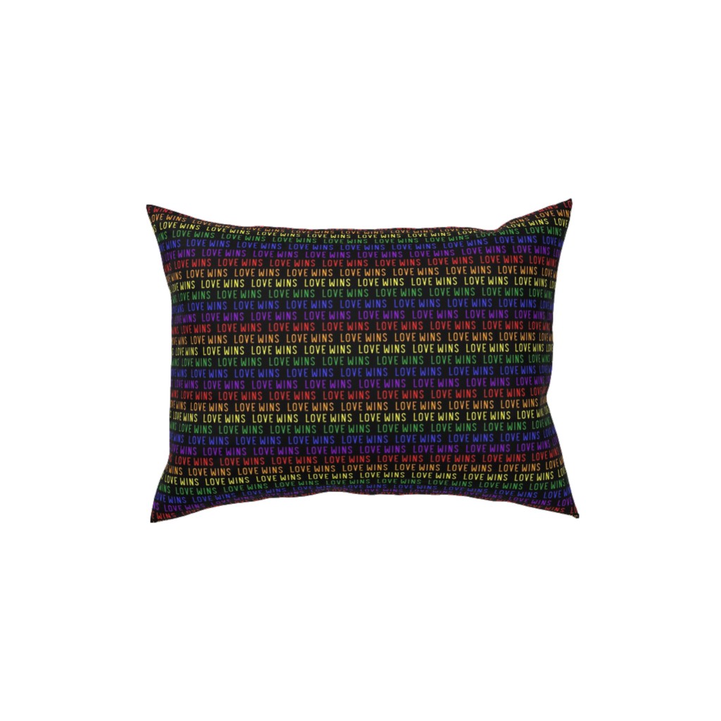 Love Wins Rainbow Pillow, Woven, Black, 12x16, Single Sided, Multicolor, Black