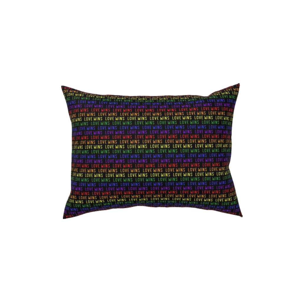 Love Wins Rainbow Pillow, Woven, Black, 12x16, Single Sided, Multicolor