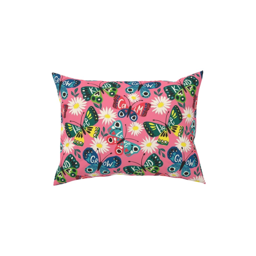 Garden Butterfly - Multi Pillow, Woven, Black, 12x16, Single Sided, Multicolor