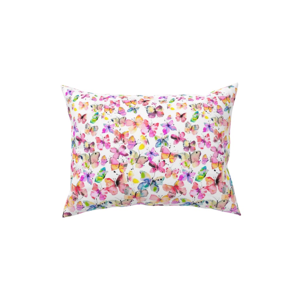 Watercolor Butterflies - Multicolor Pillow, Woven, Black, 12x16, Single Sided, Multicolor