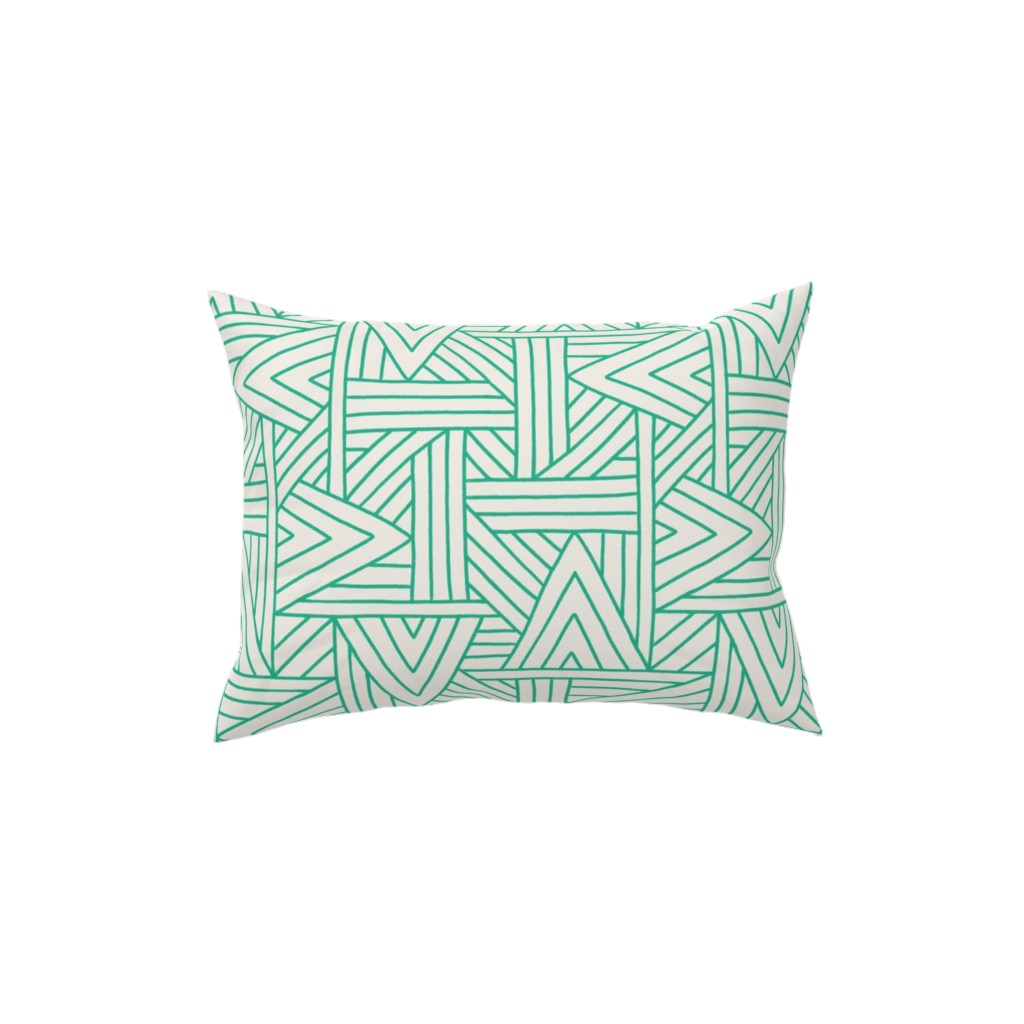 Angles - Green & White Pillow, Woven, Black, 12x16, Single Sided, Green
