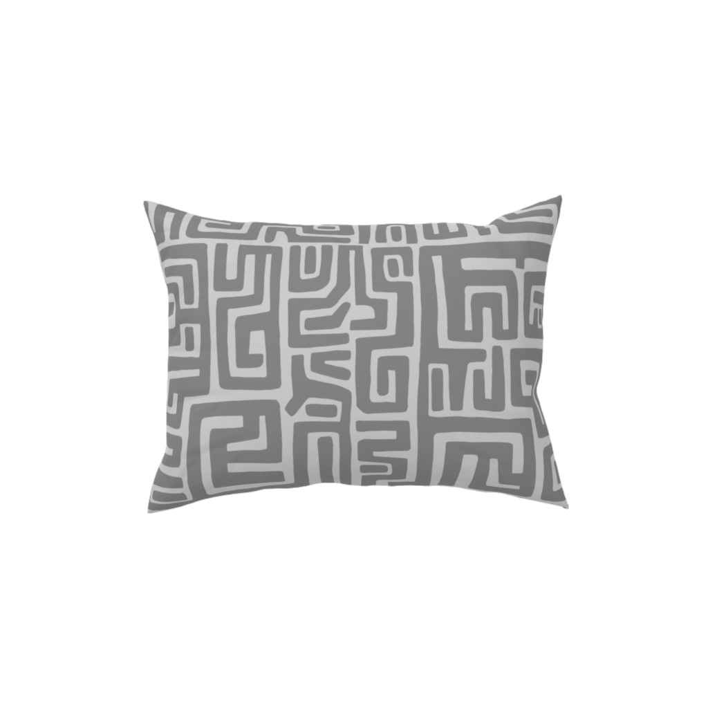 Maze Pillow, Woven, Black, 12x16, Single Sided, Gray, Light Gray