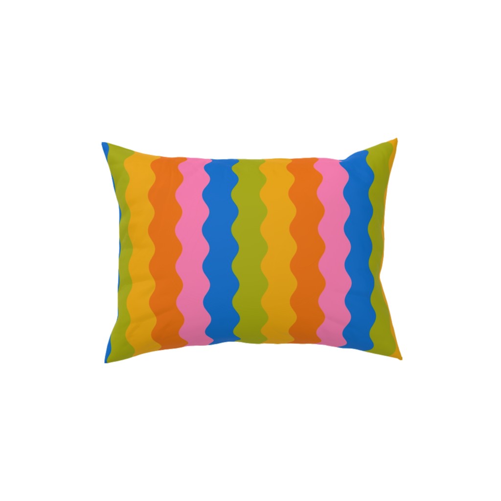 Rainbow Squiggles Pillow, Woven, Black, 12x16, Single Sided, Multicolor