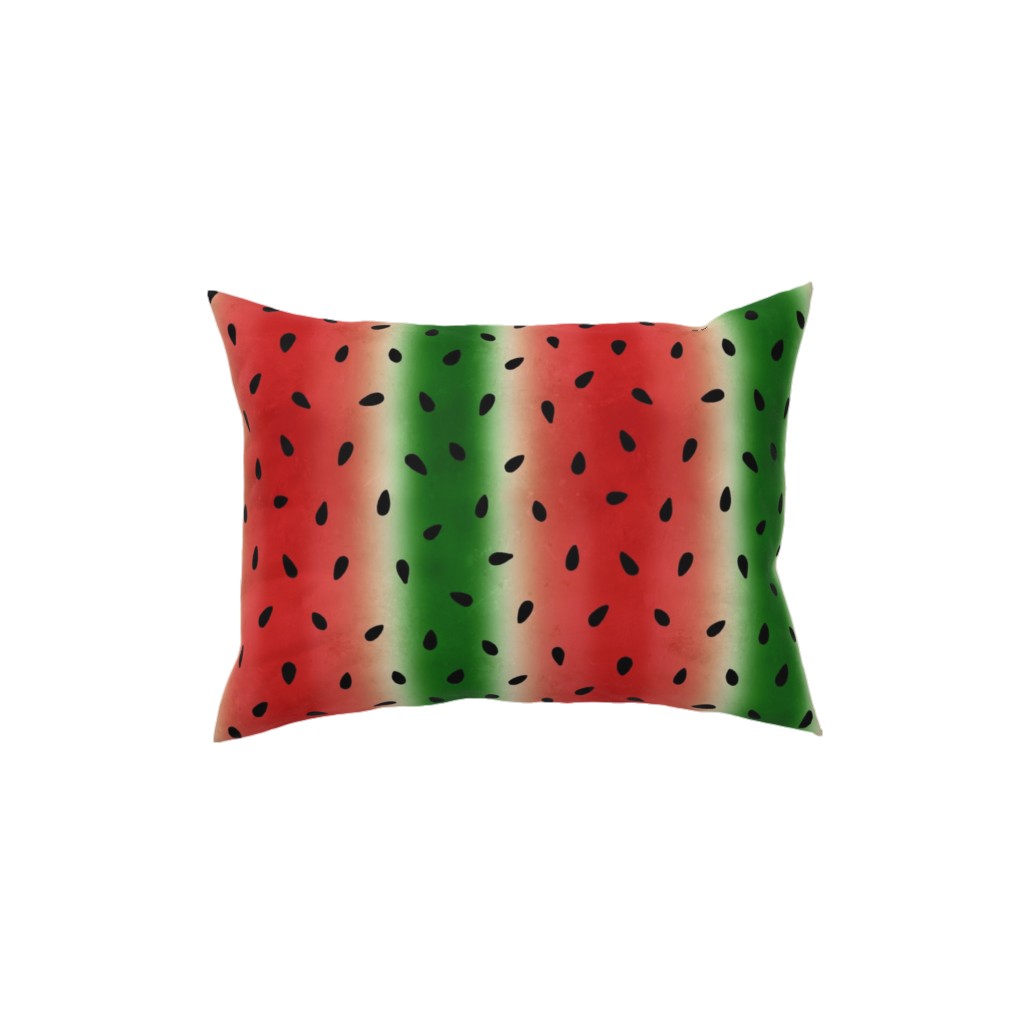 Watermelon Stripes Distressed - Red and Green Pillow, Woven, Black, 12x16, Single Sided, Multicolor