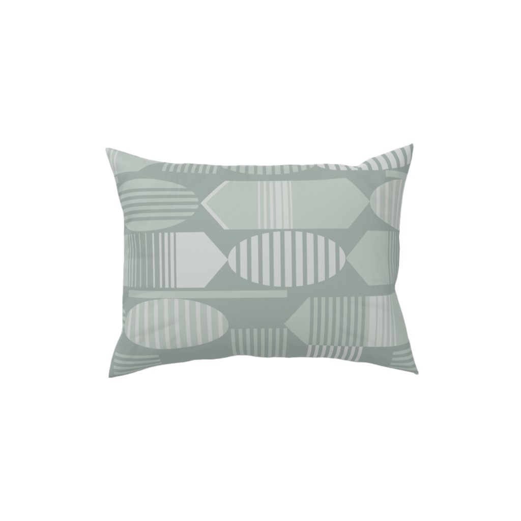 Ovals and Arrows - Neutral Sage Pillow, Woven, Black, 12x16, Single Sided, Green