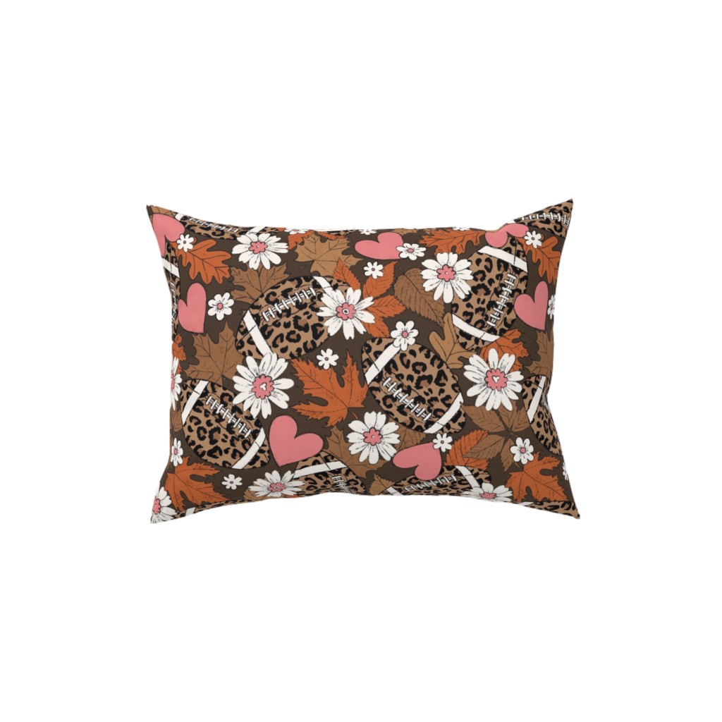 Football Fall and Florals Pillow, Woven, Black, 12x16, Single Sided, Brown, Sienna Brown