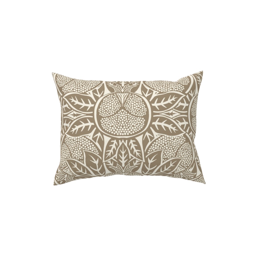 Pomegranate Block Print - Neutral Pillow, Woven, Black, 12x16, Single Sided, Brown, Brown