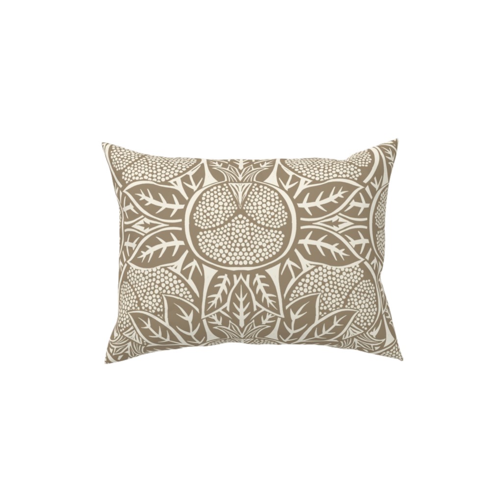 Pomegranate Block Print - Neutral Pillow, Woven, Black, 12x16, Single Sided, Brown