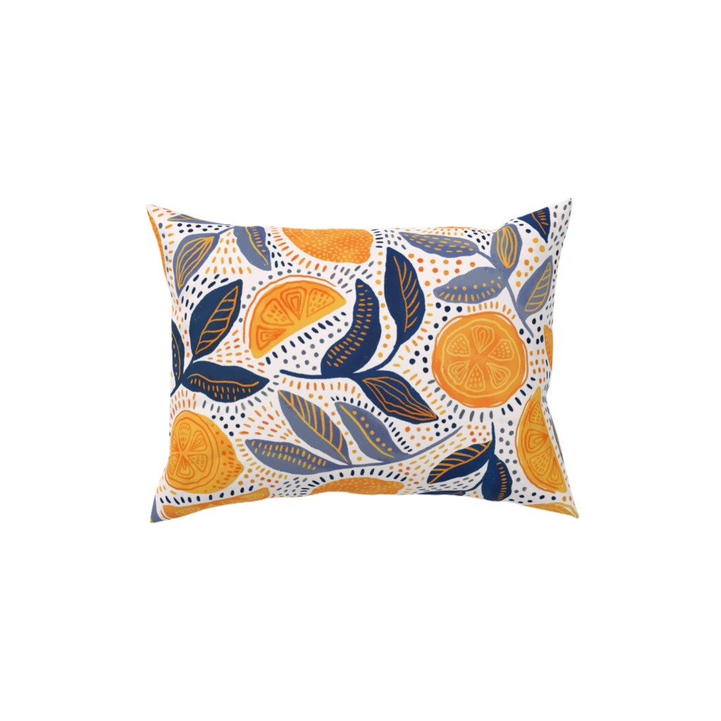 Give Me Those Lemons - Blue and Yellow Pillow, Woven, Black, 12x16, Single Sided, Yellow, Classic Yellow