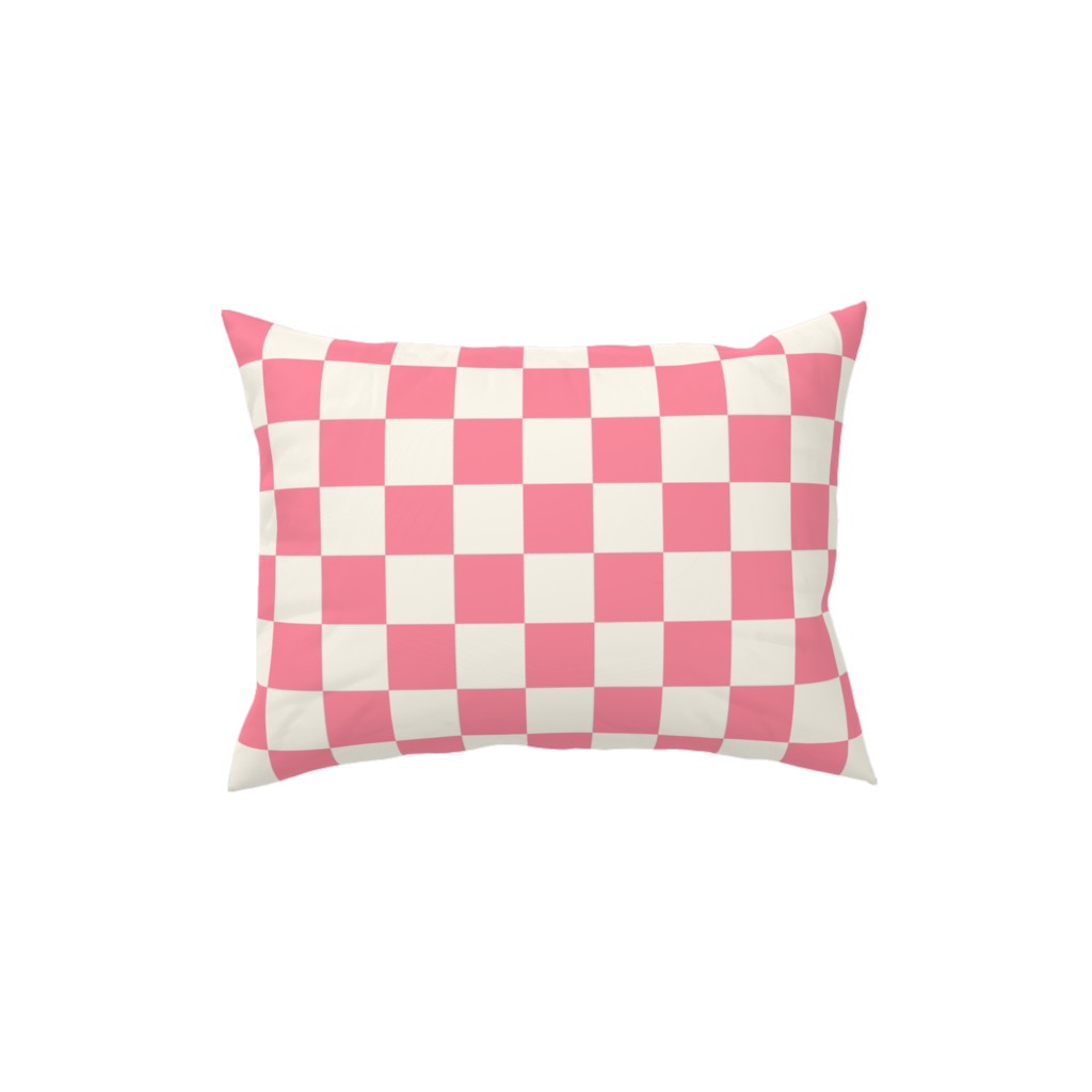Checkered Pattern - Pink Pillow, Woven, Black, 12x16, Single Sided, Pink