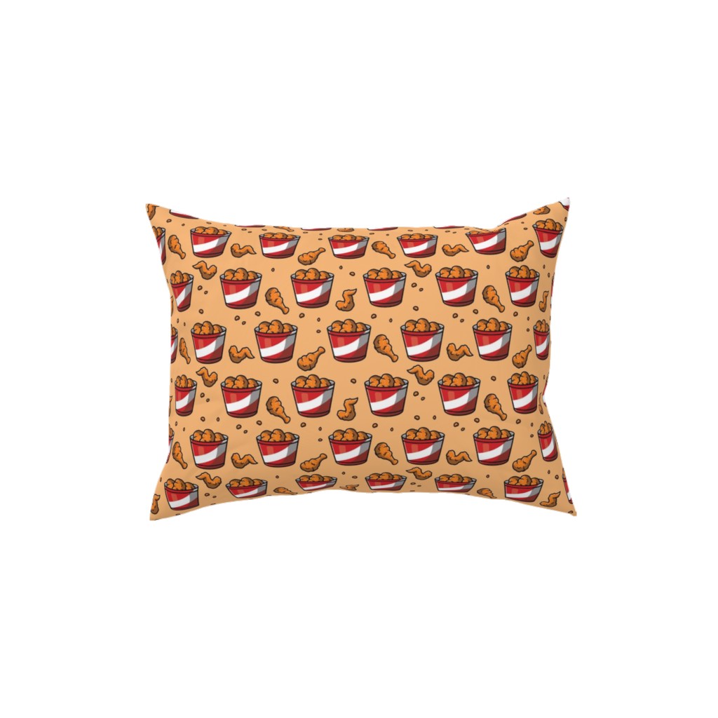 Fried Chicken Bucket Pillow, Woven, Black, 12x16, Single Sided, Orange, Orange Sherbet