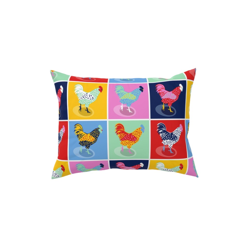 Pop Art Chickens - Multicolor Pillow, Woven, Black, 12x16, Single Sided, Multicolor
