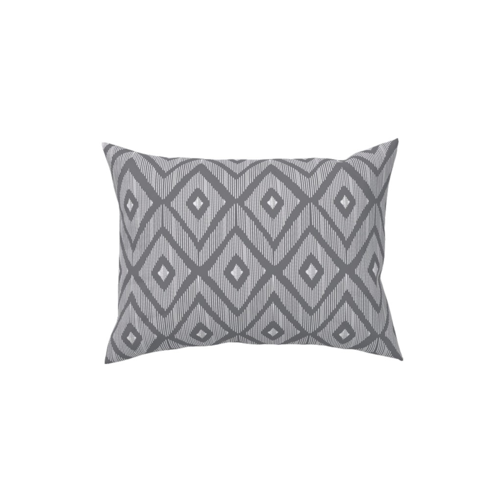 Ikat Pillow, Woven, Black, 12x16, Single Sided, Gray