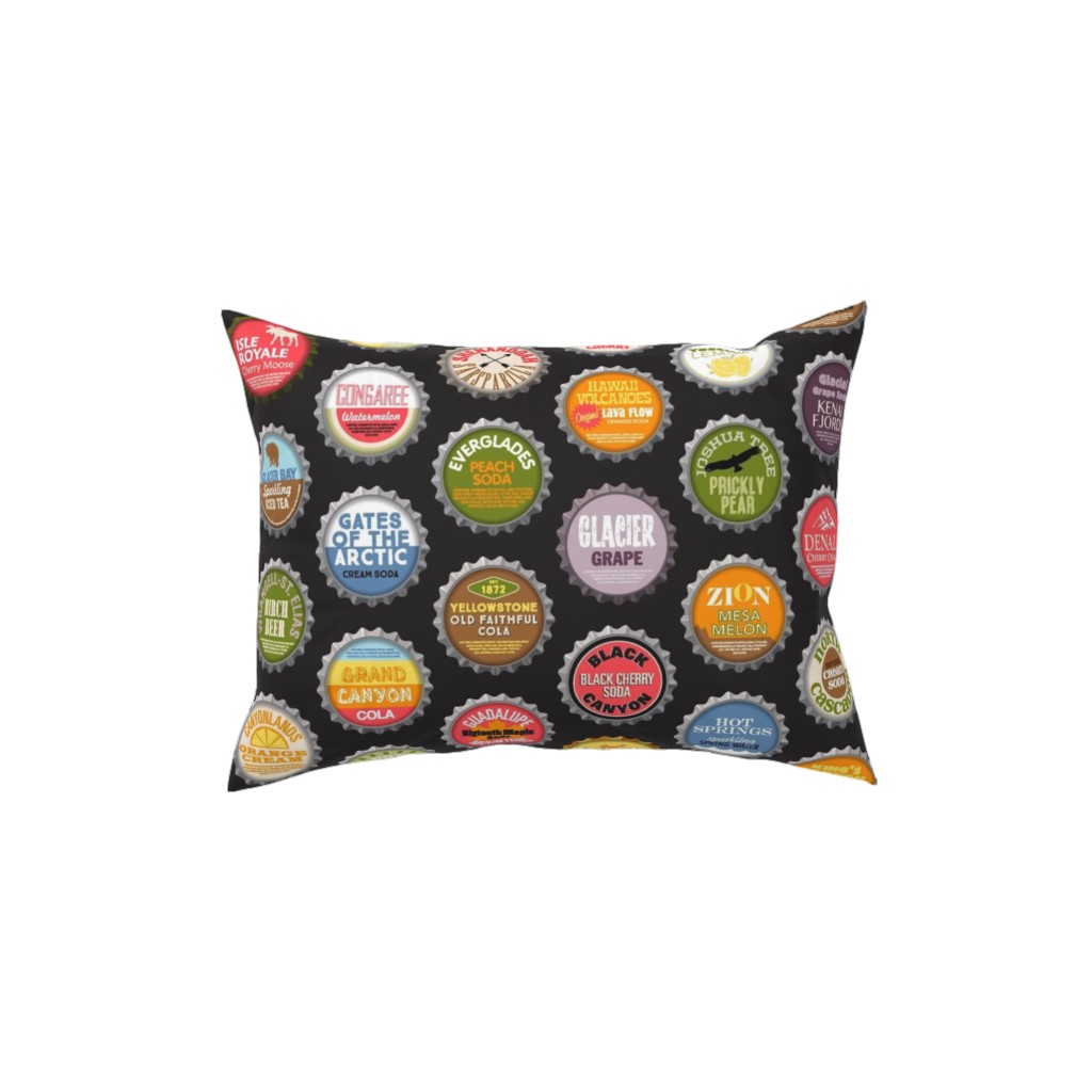 Bottlecaps National Park - Multi Pillow, Woven, Black, 12x16, Single Sided, Multicolor