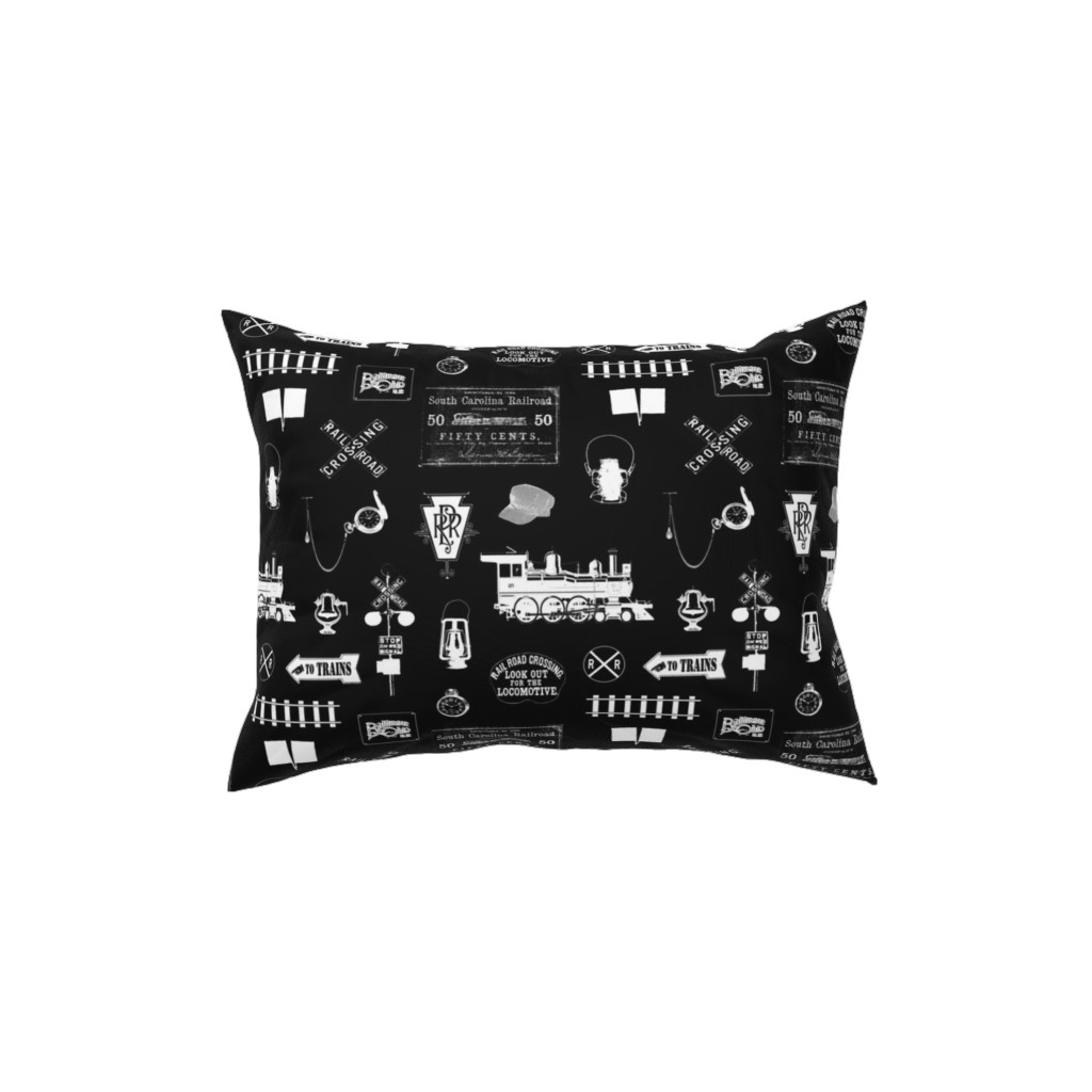 Railroad Pillow, Woven, Black, 12x16, Single Sided, Black