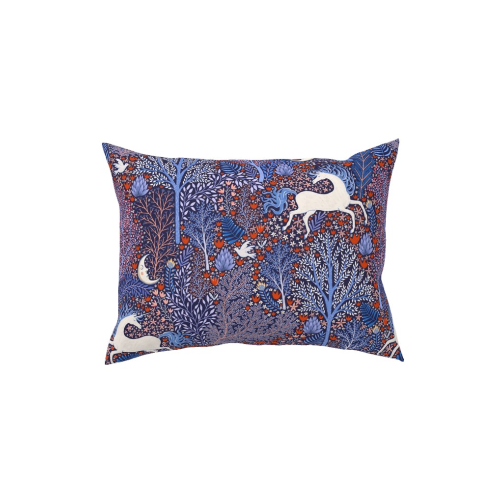 Unicorn in Nocturnal Forest - Purple Pillow, Woven, Black, 12x16, Single Sided, Purple