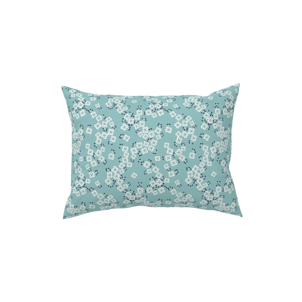 Japanese Blossom - Blue Pillow, Woven, Black, 12x16, Single Sided, Blue