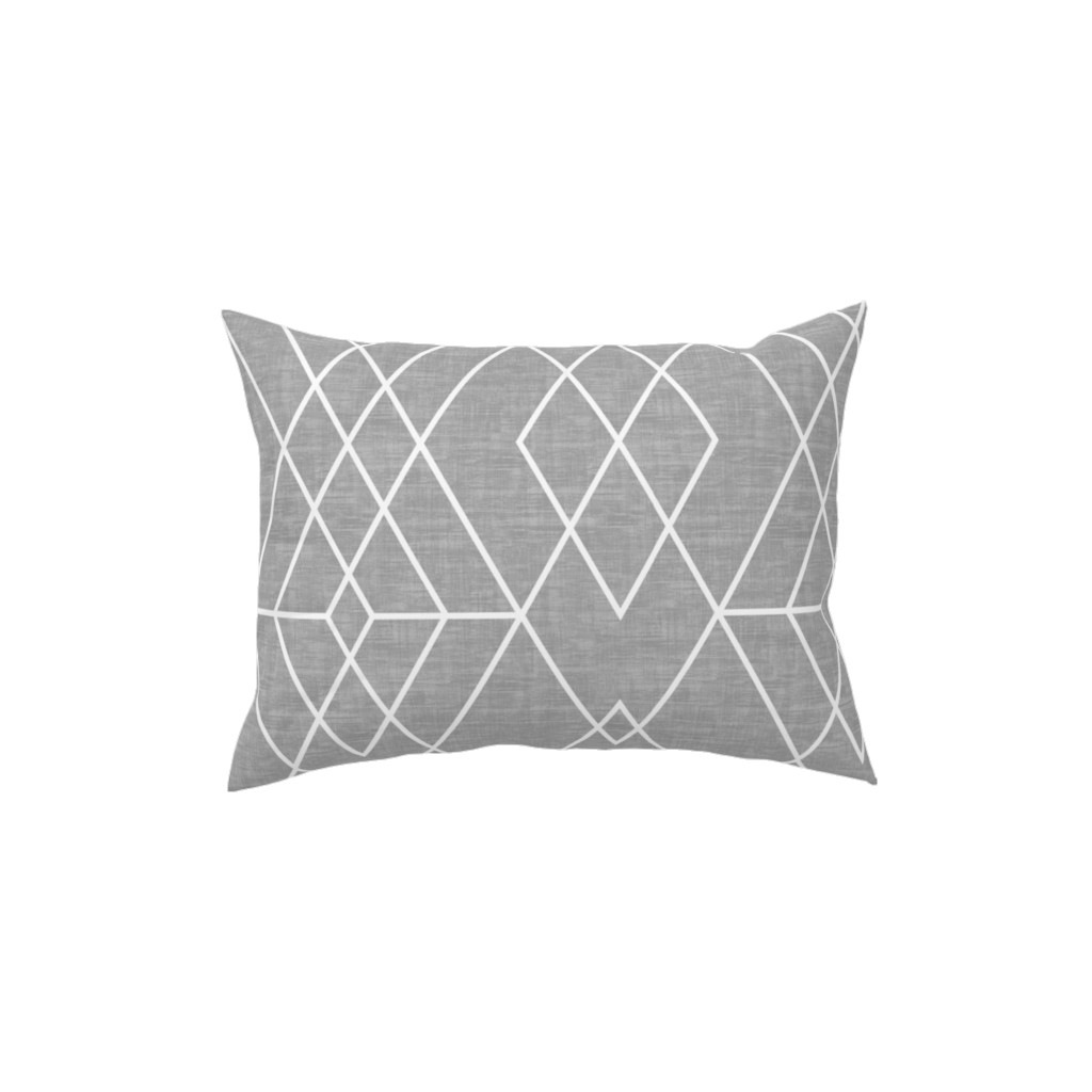 Geometric Grid - Gray Pillow, Woven, Black, 12x16, Single Sided, Gray