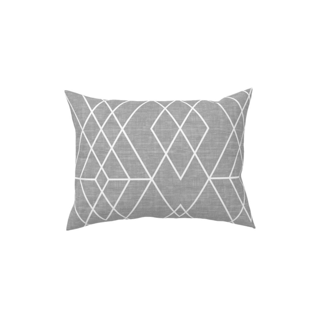 Geometric Grid - Gray Pillow, Woven, Black, 12x16, Single Sided, Gray, Gray