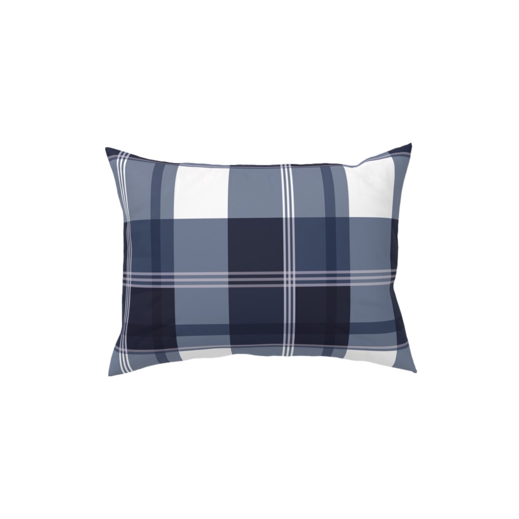 Navy Blue Plaid Pillow, Woven, Black, 12x16, Single Sided, Blue