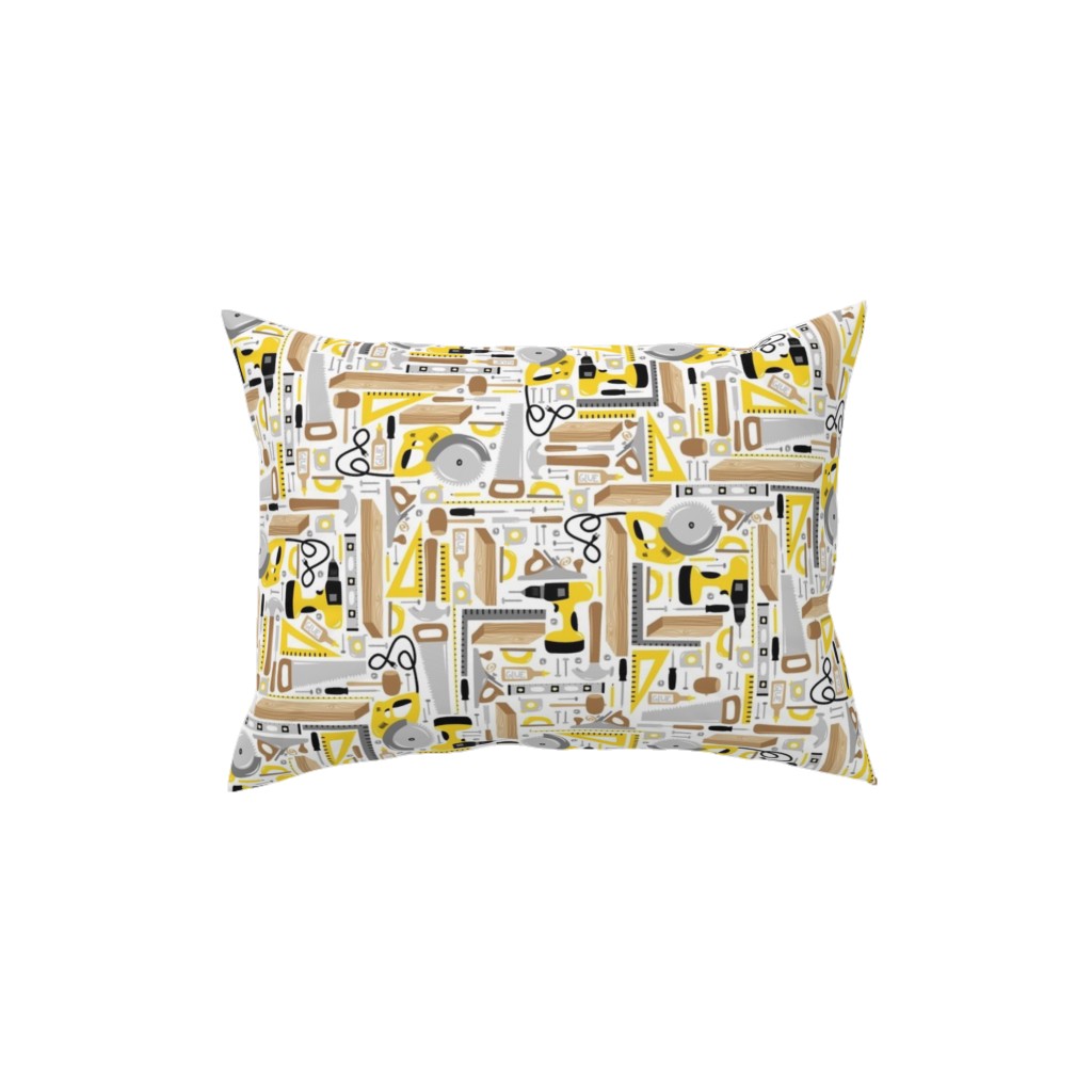 Measure Twice, Cut Once - Multicolor Pillow, Woven, Black, 12x16, Single Sided, Yellow, Classic Yellow