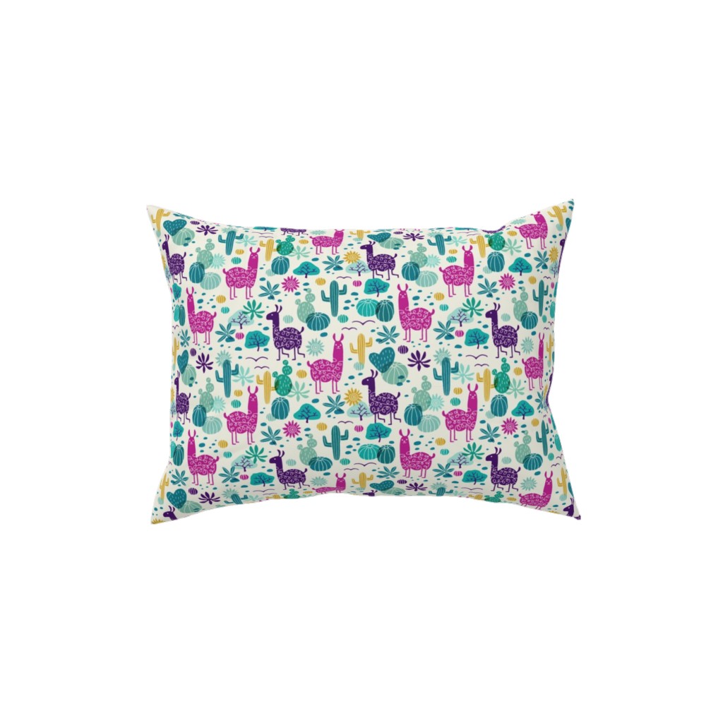 Llamas in the Desert - Multicolor Pillow, Woven, Black, 12x16, Single Sided, Multicolor