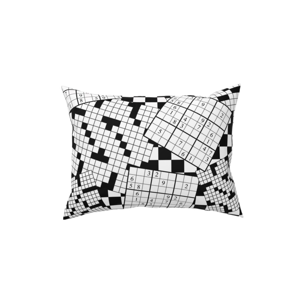the Daily Puzzles - Black and White Pillow, Woven, Black, 12x16, Single Sided, Black