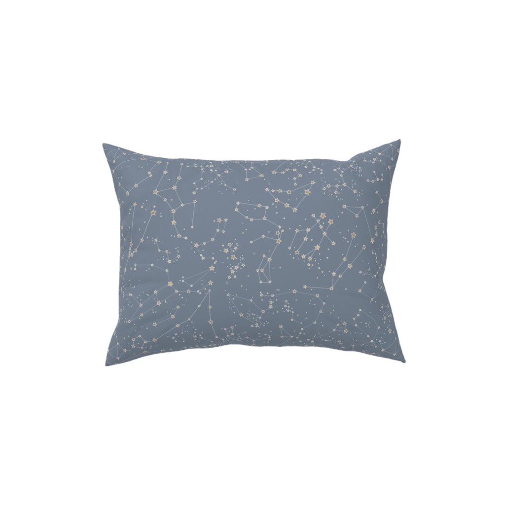Constellations - Grey With Gold Stars Pillow, Woven, Black, 12x16, Single Sided, Gray, Gray