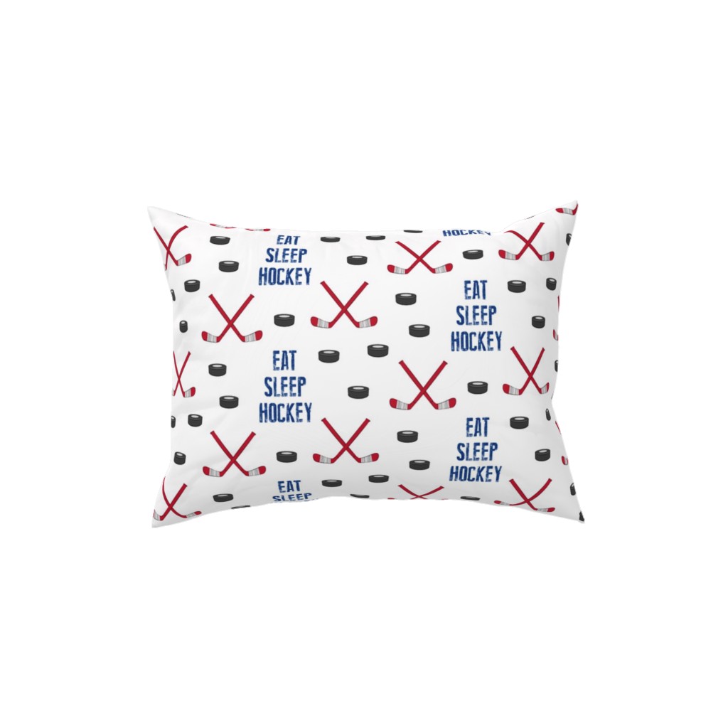 Eat Sleep Hockey - Red and Blue Pillow, Woven, Black, 12x16, Single Sided, Multicolor