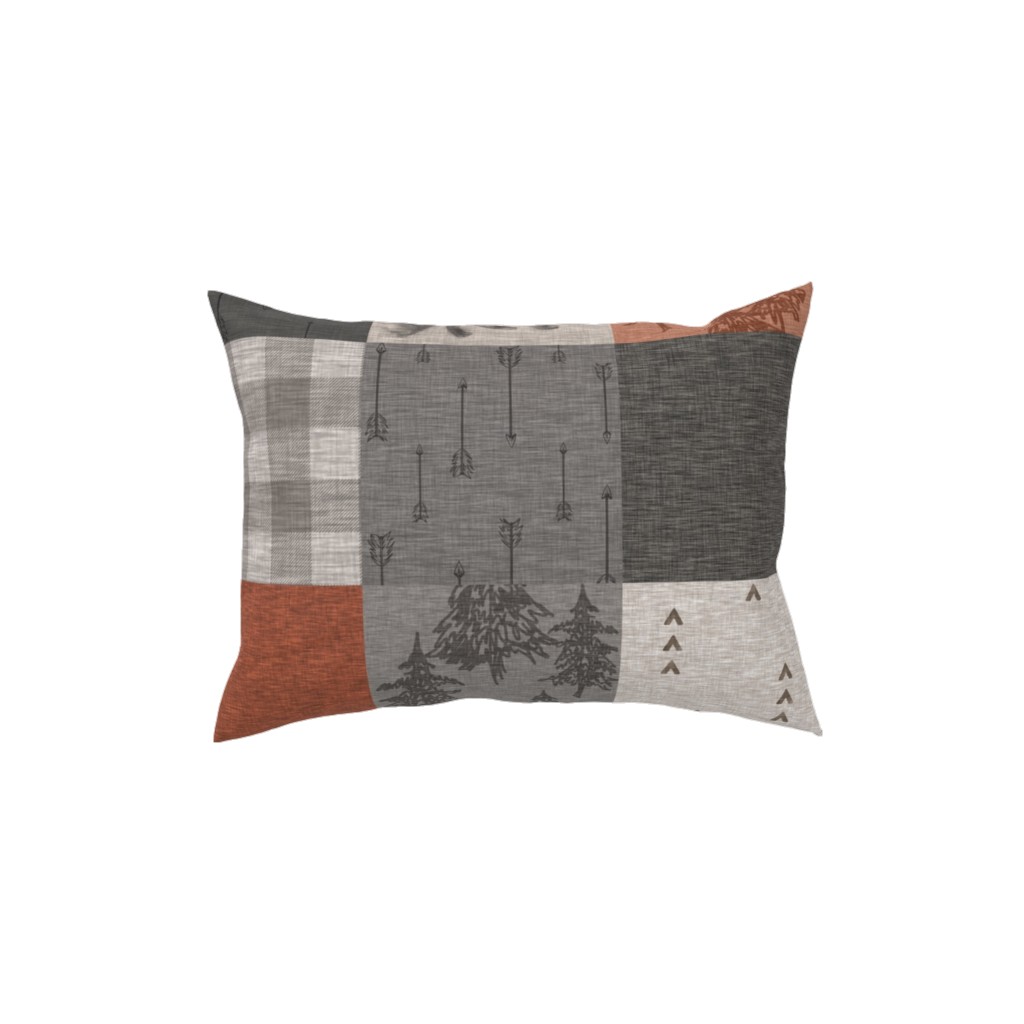Fox and Arrows - Rust and Grey Pillow, Woven, Black, 12x16, Single Sided, Gray