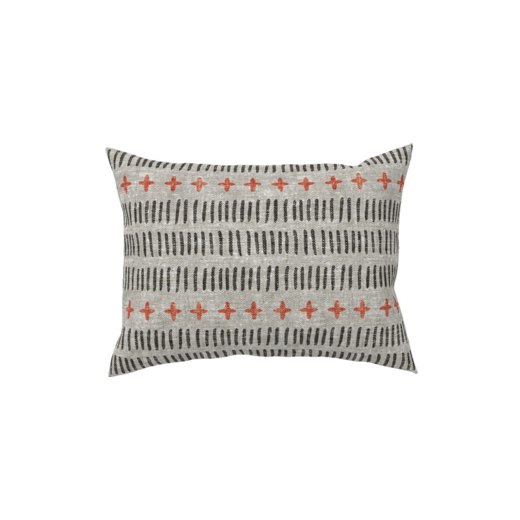 Modern Farmhouse Dash - Multi on Beige Pillow, Woven, Black, 12x16, Single Sided, Gray, Gray