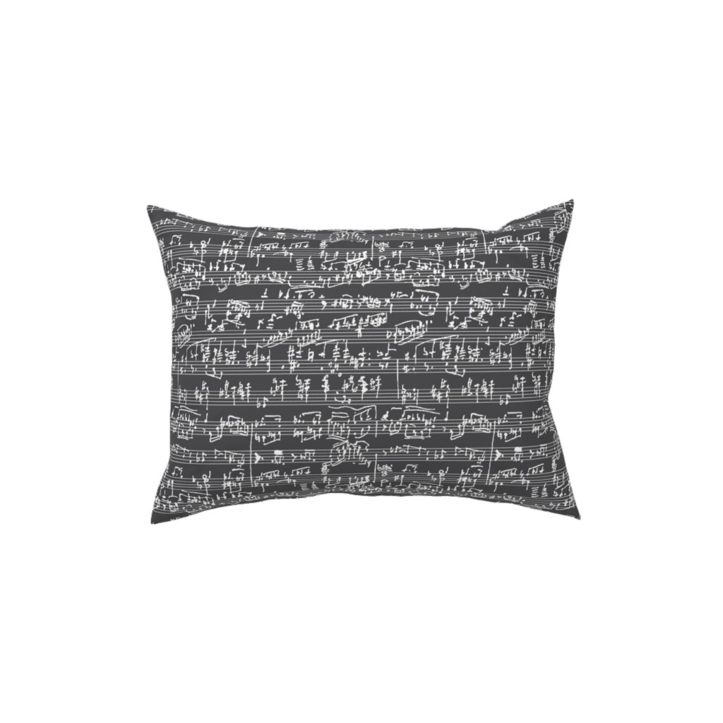 Handwritten Sheet Music Pillow, Woven, Black, 12x16, Single Sided, Gray, Flint