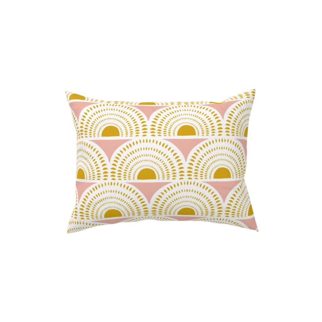 Aurora Geometric - Blush and Goldenrod Pillow, Woven, Black, 12x16, Single Sided, Yellow