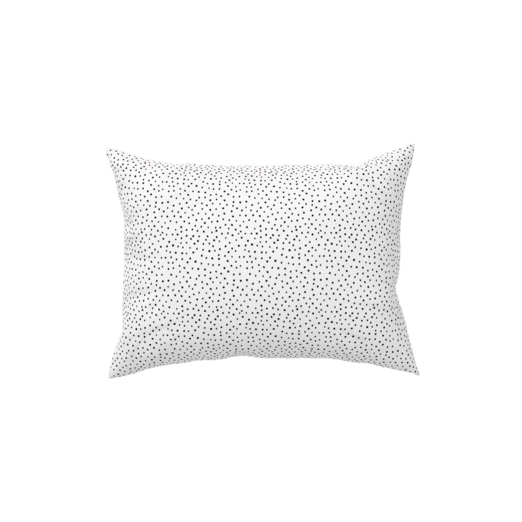 Tiny Dot - Black + White Pillow, Woven, Black, 12x16, Single Sided, White, White