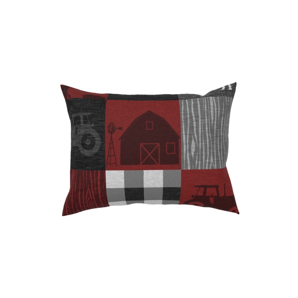 Home Sweet Home Farm - Red and Black Pillow, Woven, Black, 12x16, Single Sided, Red