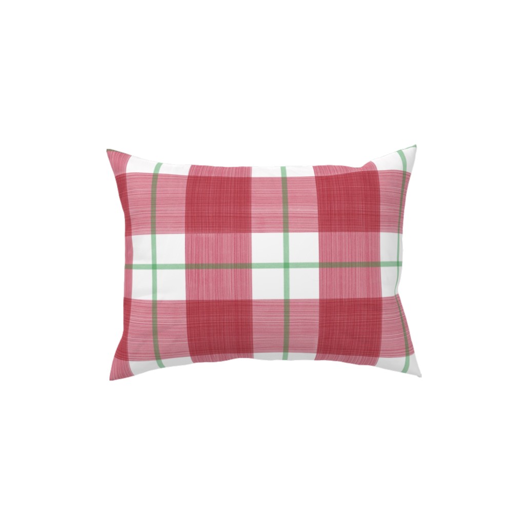 Double Plaid Pillow, Woven, Black, 12x16, Single Sided, Red