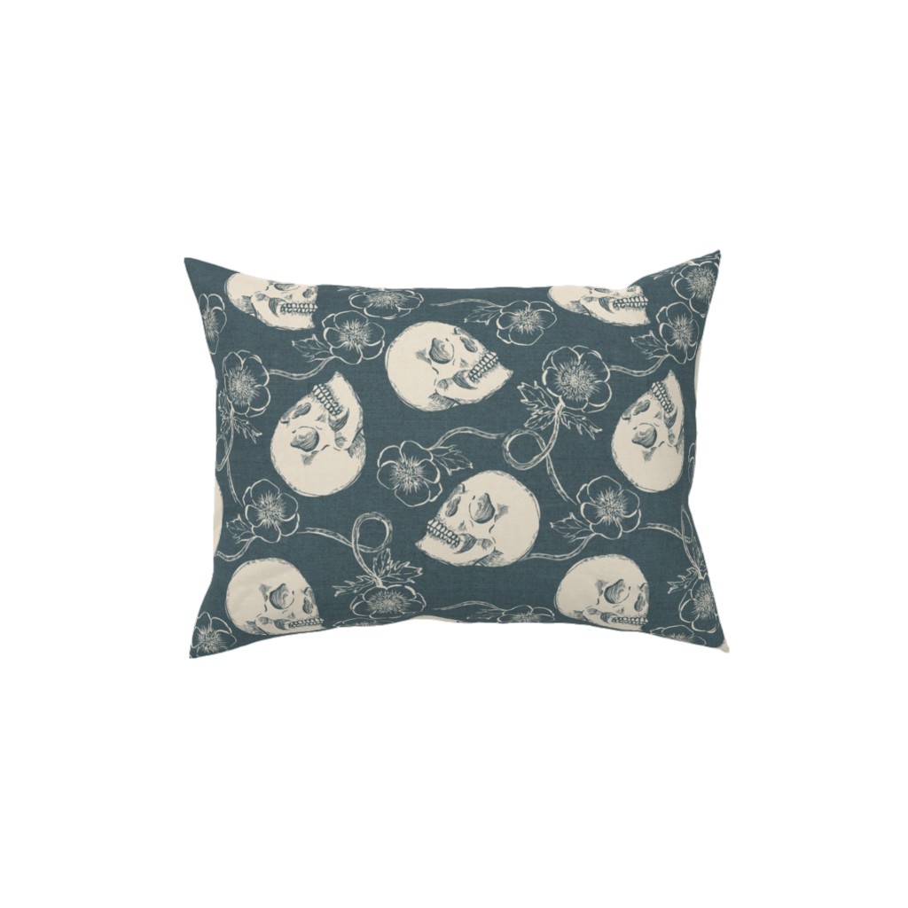 Skulls and Anemones - Grey Pillow, Woven, Black, 12x16, Single Sided, Gray