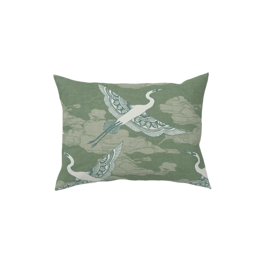 Egrets - Green Pillow, Woven, Black, 12x16, Single Sided, Green