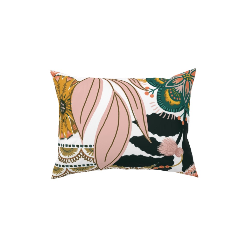 Boho Tropical Pillow, Woven, Black, 12x16, Single Sided, Multicolor