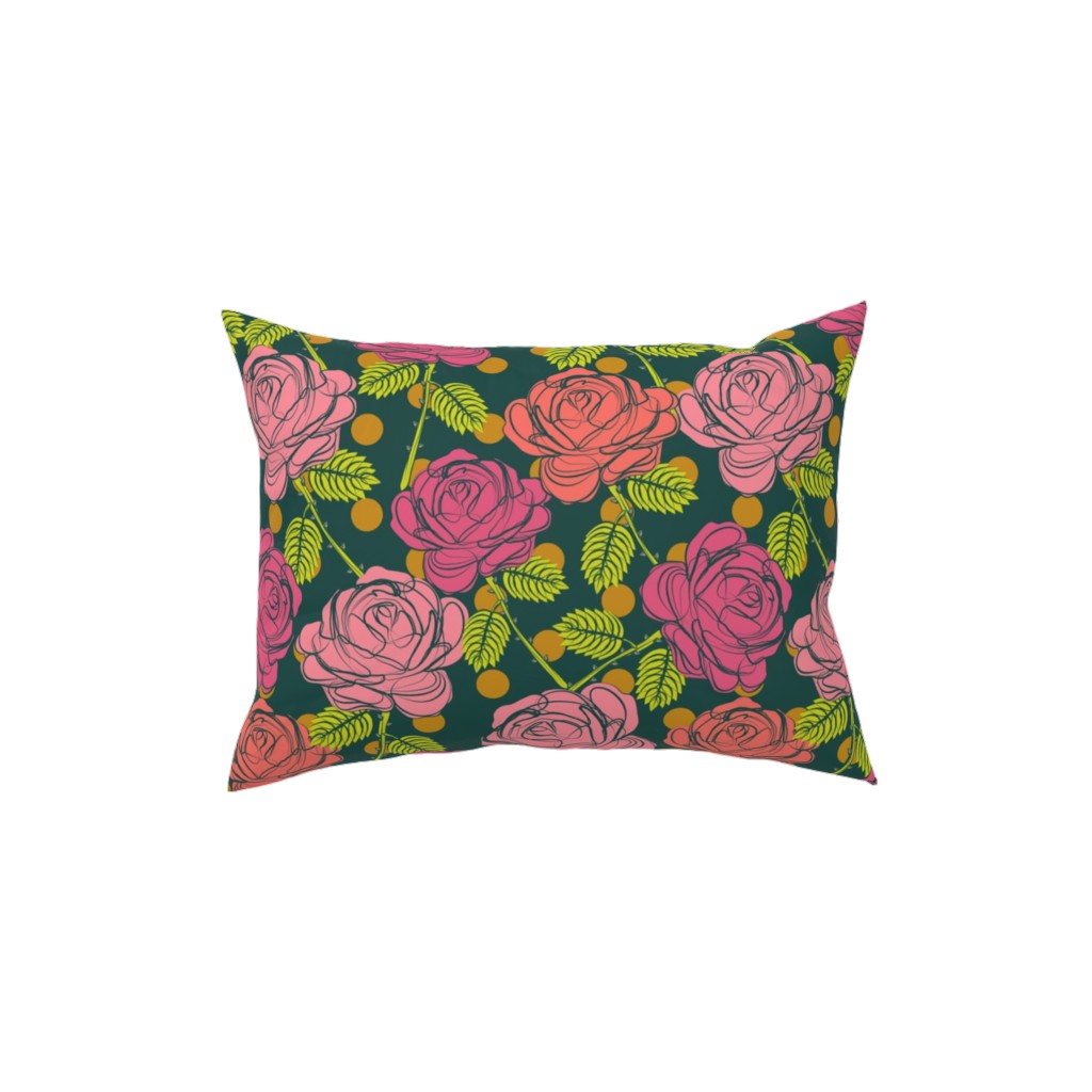 Roses - Shades of Pink Pillow, Woven, Black, 12x16, Single Sided, Pink