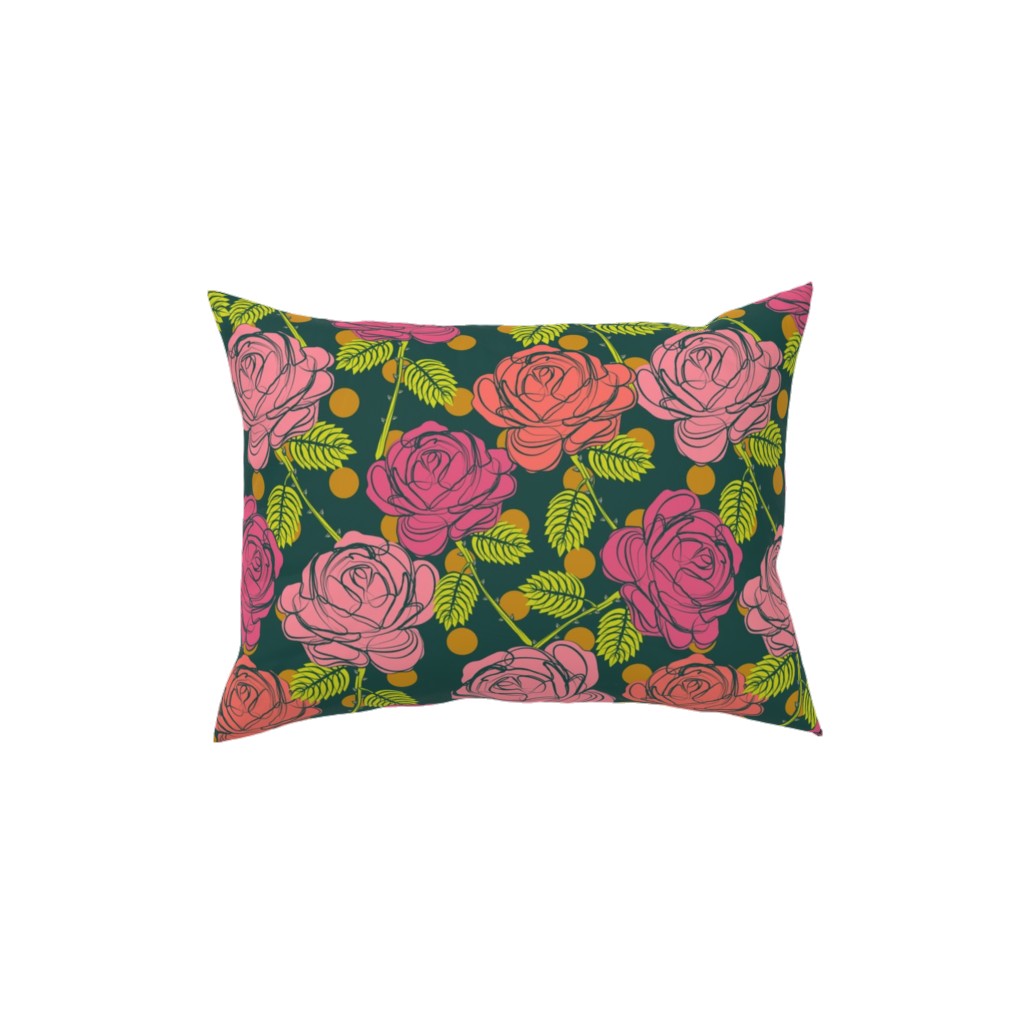 Roses - Shades of Pink Pillow, Woven, Black, 12x16, Single Sided, Pink, Bright Pink