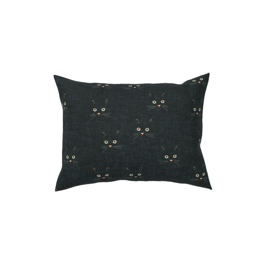 Cat Face - Black Pillow, Woven, Black, 12x16, Single Sided, Black