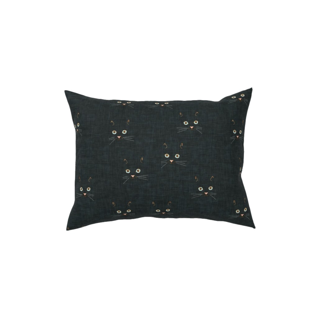 Cat Face - Black Pillow, Woven, Black, 12x16, Single Sided, Black, Black
