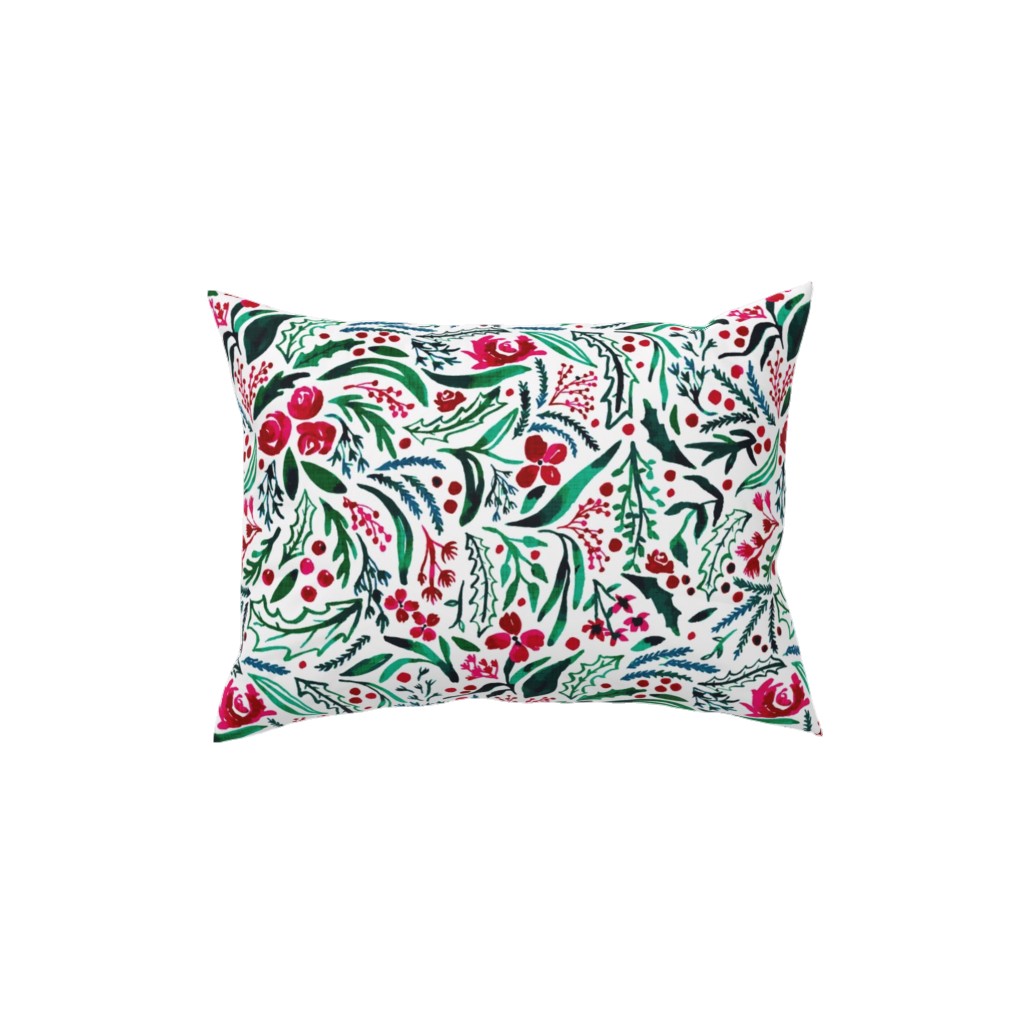 Noel Collection - Loose Floral Pillow, Woven, Black, 12x16, Single Sided, Multicolor