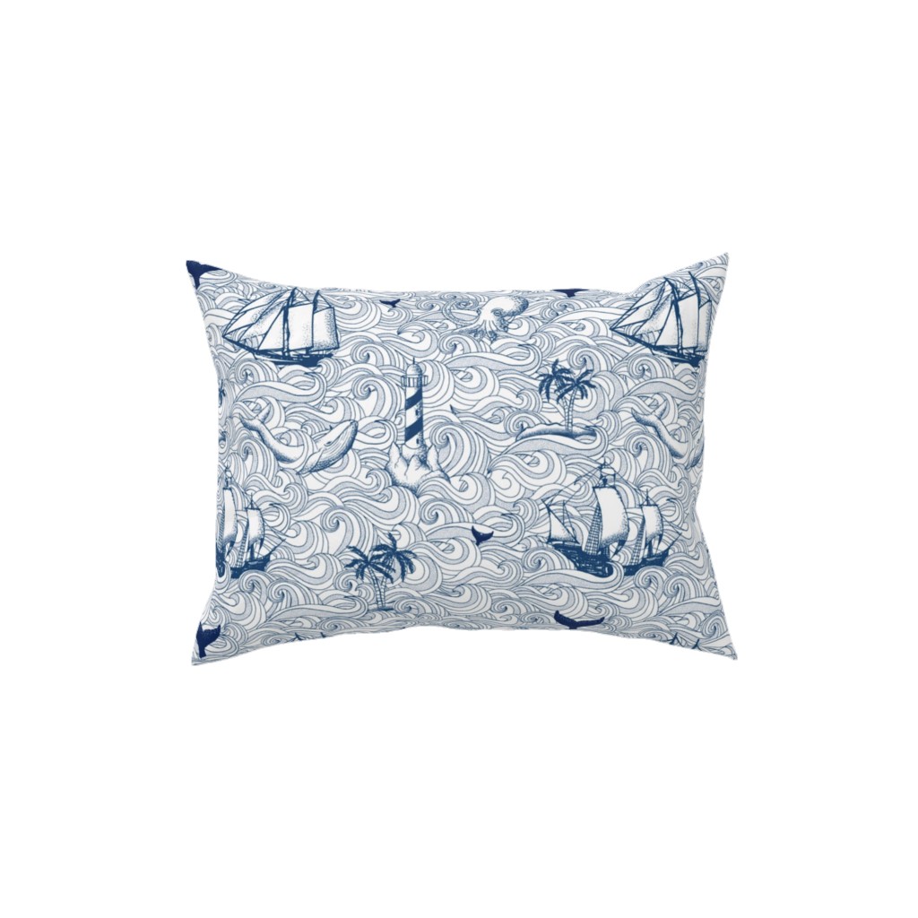 Vintage Nautical Journey Pillow, Woven, Black, 12x16, Single Sided, Blue