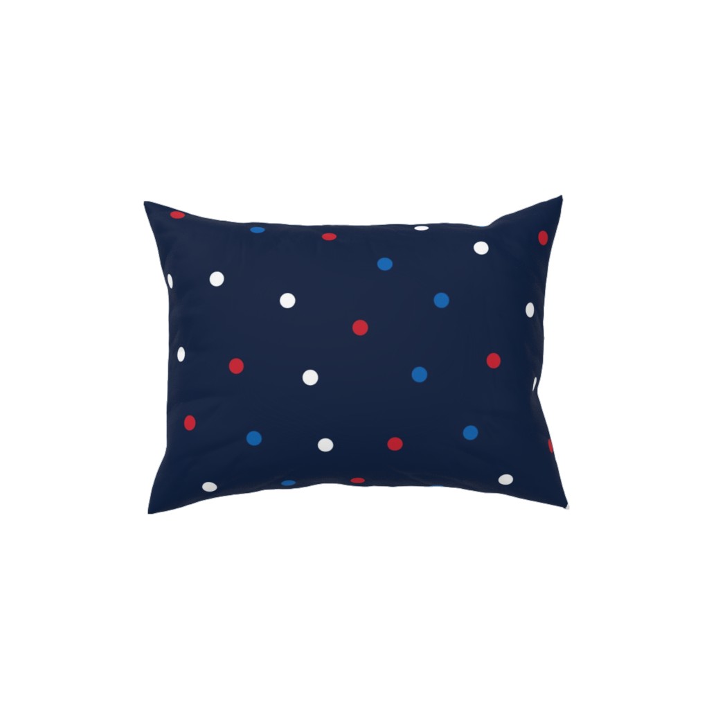 Mixed Polka Dots - Red White and Royal on Navy Blue Pillow, Woven, Black, 12x16, Single Sided, Blue