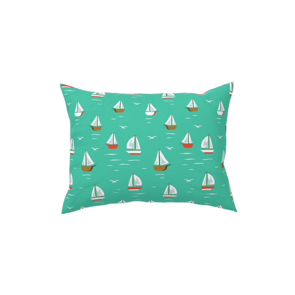 Sailboats Pillow, Woven, Black, 12x16, Single Sided, Green