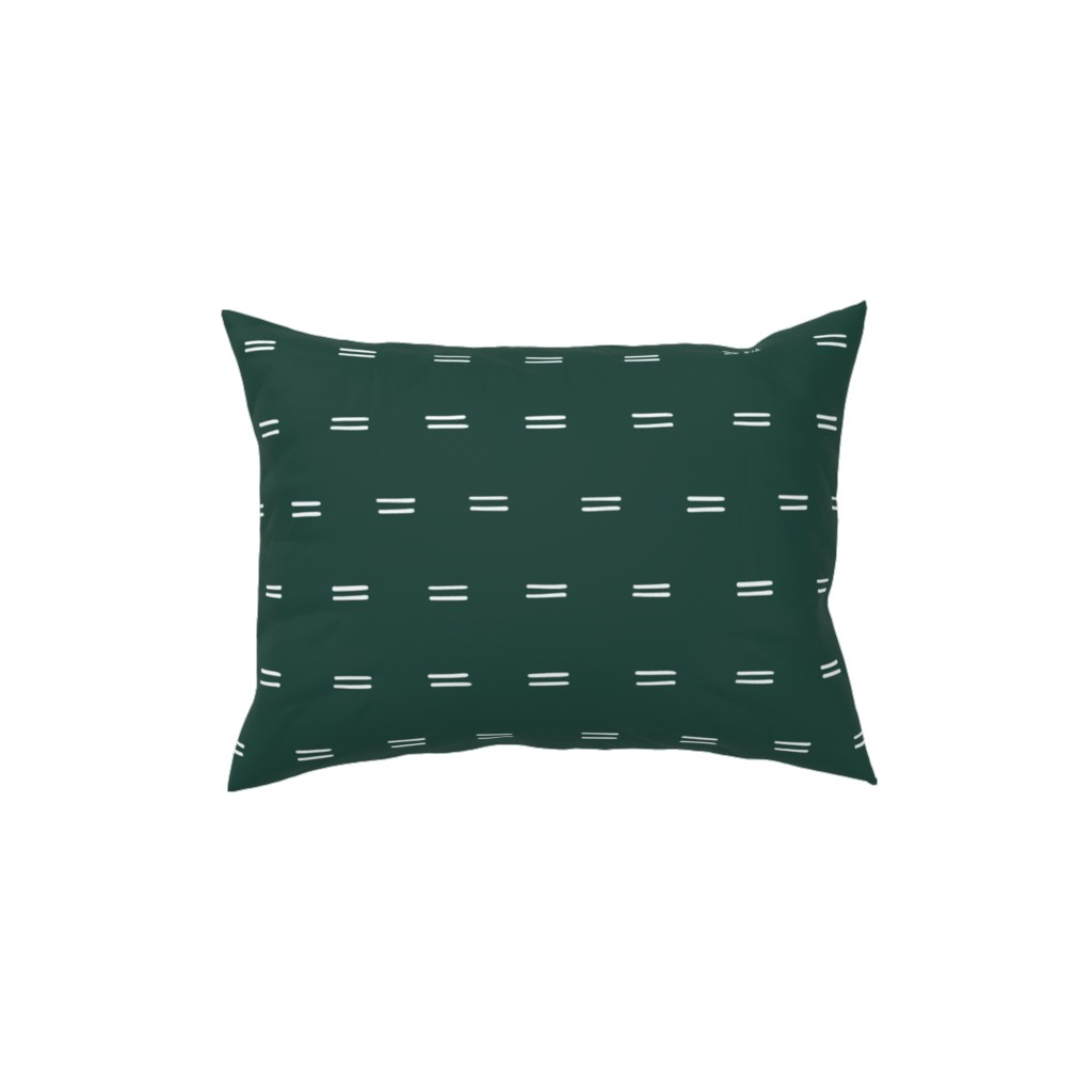 Parallel Lines Hand Drawn Mudcloth on Bottle Green Pillow, Woven, Black, 12x16, Single Sided, Green, Classic Green