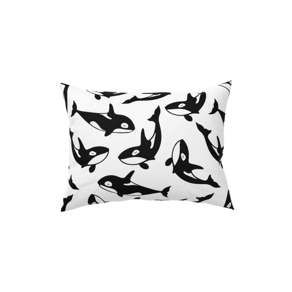Orca Pillow, Woven, Black, 12x16, Single Sided, White, White
