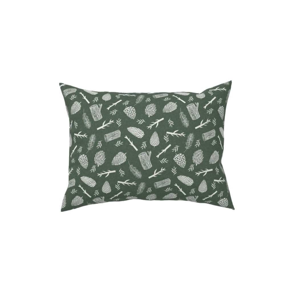 Pinecones - Hunter Green Pillow, Woven, Black, 12x16, Single Sided, Green